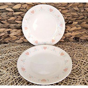 Corelle "Forever Yours" Bread Plates, Hearts, Floral Country Cottage, SET/2, EUC